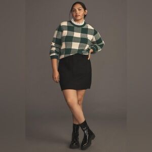 By Anthropologie Plaid Ruffle-Collar Pullover Sweater, XS